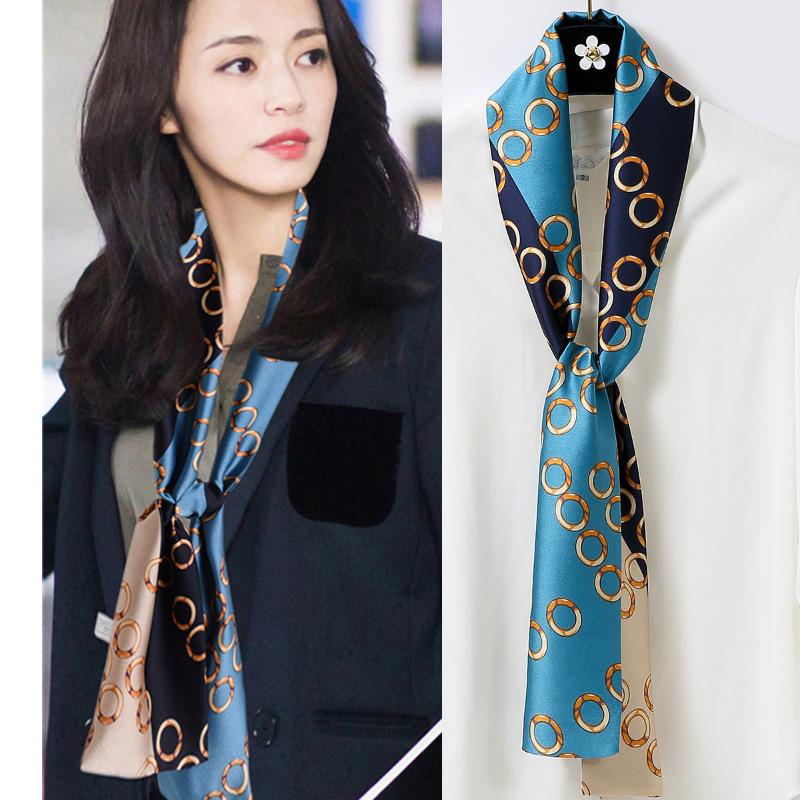 Scarves [PTAH] 100% Pure Mulberry Silk Scarf Lightweight Small Square Neckerchief Breathable Digital Printed High Quality Comfort
