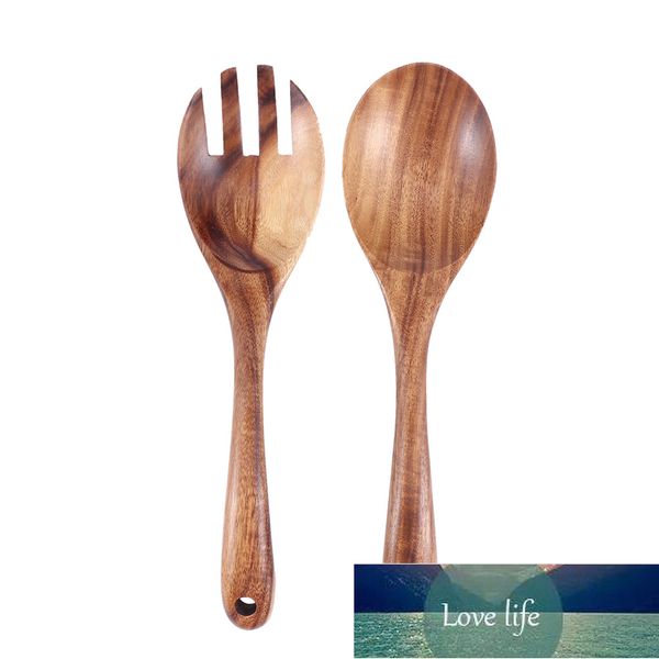 Large Wooden Spoon Big Salad Serving Spoon Fork Natural Wood Tablespoon Long Handled Cooking Kitchen Wooden Utensils