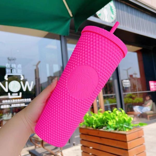 Starbuc Studded Tumblers 710ML Plastic Coffee Mug Bright Dia Starry Straw Cup Durian Cups Gift Product
