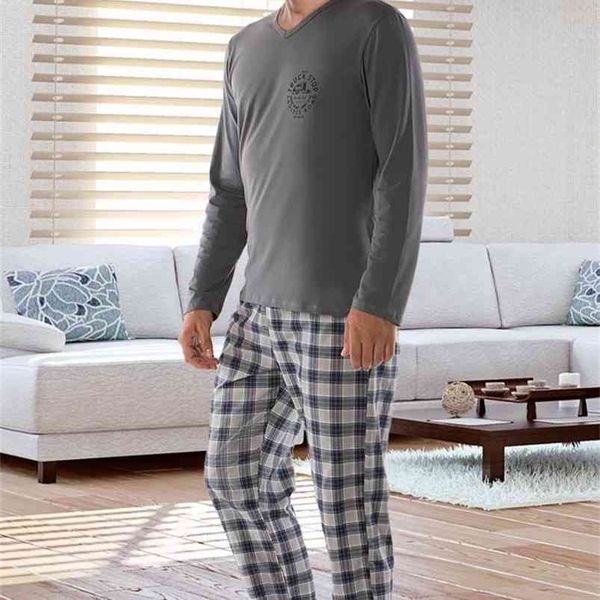 Long Sleeve Male Spring Men Pure Full Cotton Pajama Set For Men Sleepwear Suit Homewear Pyjamas Sleepwear Pijamas Short Sleeve 210901