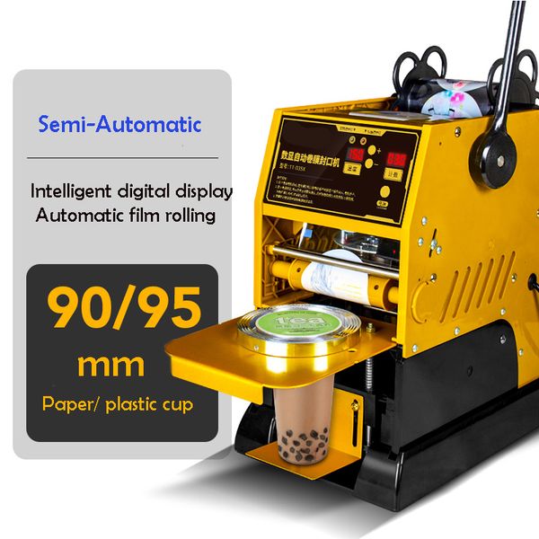 Plastic-Paper Cup Sealing Machine 300-400 Cups-Hour Electric Boba Bubble Milk Tea Coffee Smoothies Cup Sealer