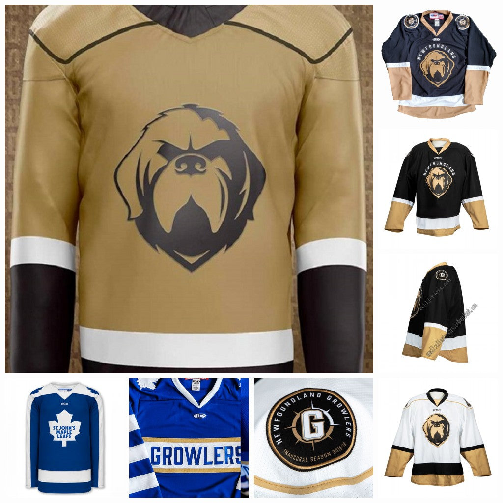 Newfoundland Growlers 2021 Third ECHL St. John&#039;s Maple Leafs Leafs Nights Brady Ferguson Justin Brazeau Giorgio Estephan Hockey Jersey All Stit