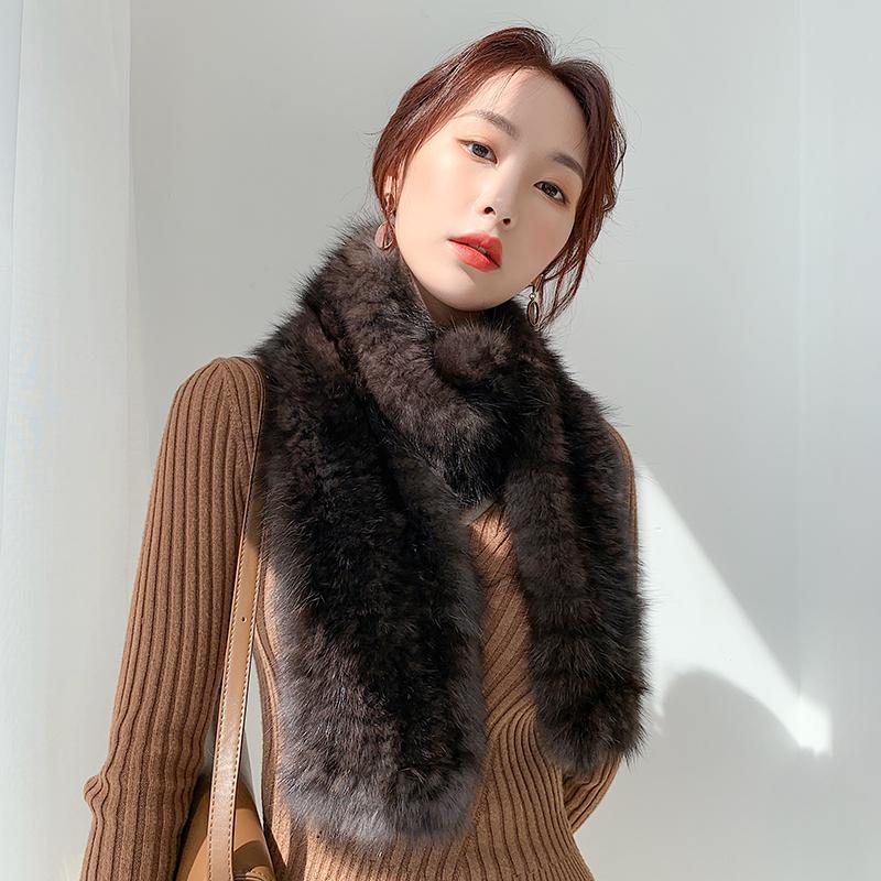 Scarves Lantafe Winter Scarf Women Natural Fur Shawl Warm Luxury Thickening Sable Mink Neck High Quality