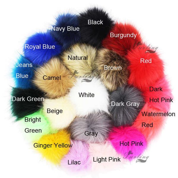 Furling 12pcs Pom Poms Diy Wholesale 10cm Soft Faux Fox Fur Pom Ball for Knitting Hat Accessories Keychain Accessory H0915
