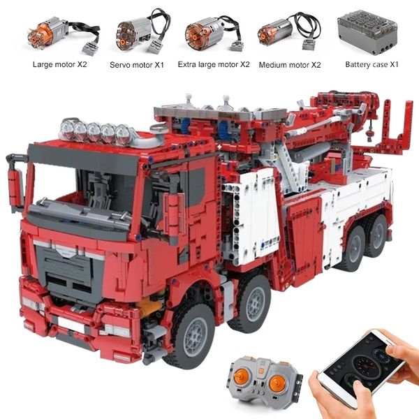 The APP RC Motorized Fire Rescue Vehicle Car Truck Model Building Block MOULD KING 17027 High-Tech Toys Brick Children Education Christmas B