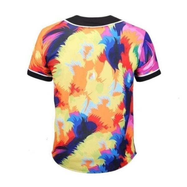 Baseball Jersey Men Stripe Short Sleeve Street Shirts Black White Sport Shirt XAK860