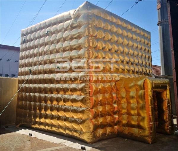 Gaint Customize Gold-Sliver Outdoor Blow Up Water Cube Wedding Party Events Camping Inflatable Tent Factory Price for Outdoor Decoration