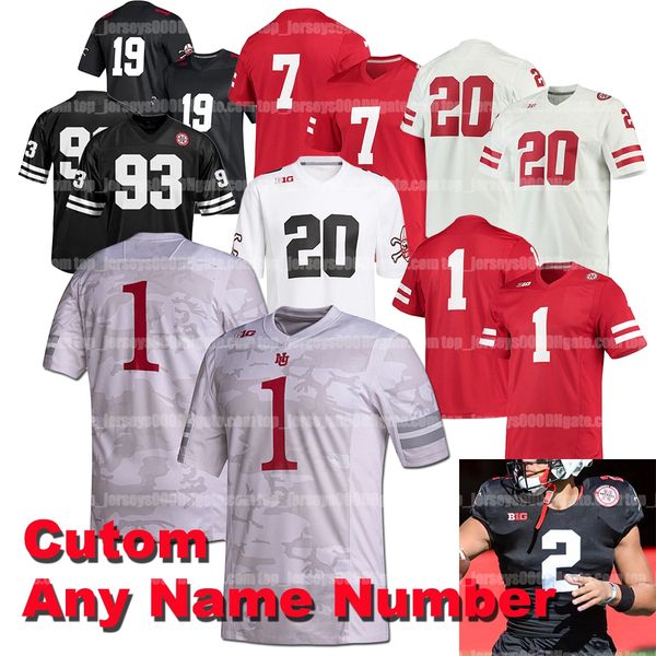Custom Men Women Youth Nebraska Cornhuskers Football Jersey College Gabe Ervin Adrian Martinez McCaffrey Allen Honas Markese Stepp Oliver Ma
