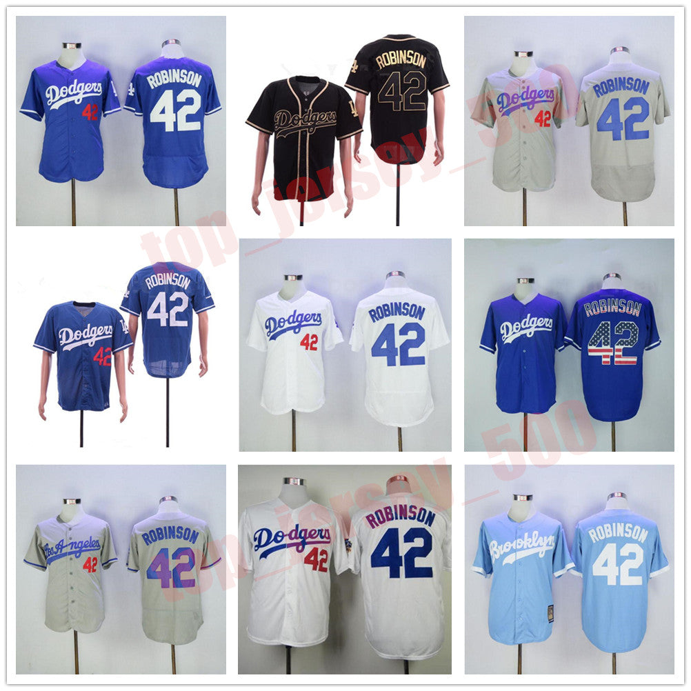 Top 1955 Vintage Baseball 42 Jackie Robinson Retro Jersey Team Cool Base Blue White Grey Beige Black All Stitched Retire Cooperstown
