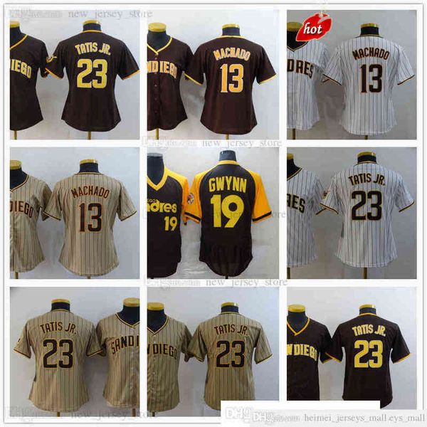 Man Women Youth Kids 2022-22 Baseball 13 Manny Machado Jerseys 19 Tony Gwynn 23 Fernando Tatis Jr Top Quality Stitched White Brown Jersey