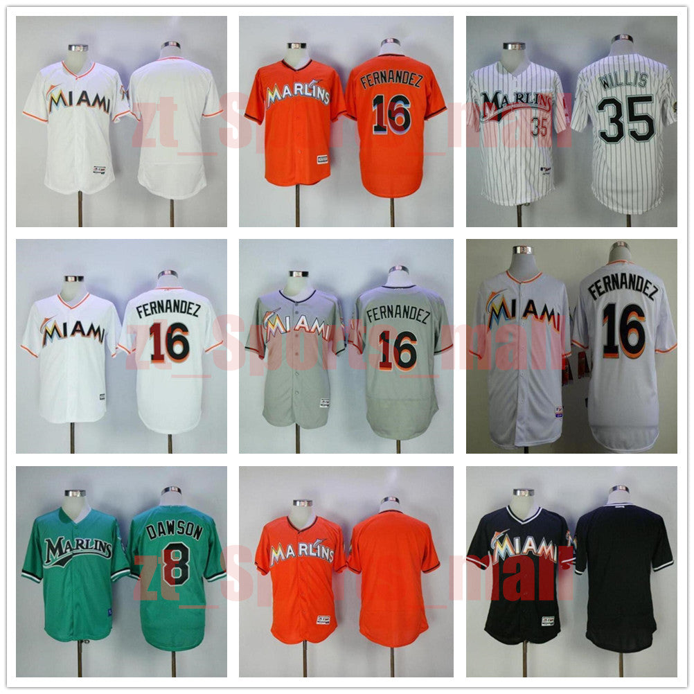 Retro Vintage Baseball jerseys 8 Andre Dawson 16 Jose Fernandez 35 Dontrelle Willis 94 Bad Bunny With Puerto Rican Flag Retire Marlins jersey