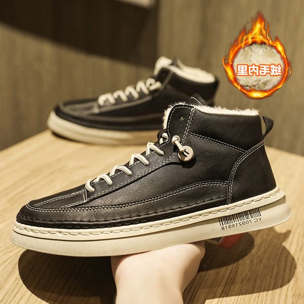 Shoes New Winter Trend High Top Board Men&#039;s Versatile Leisure Plush Warm Cotton Youth Sports