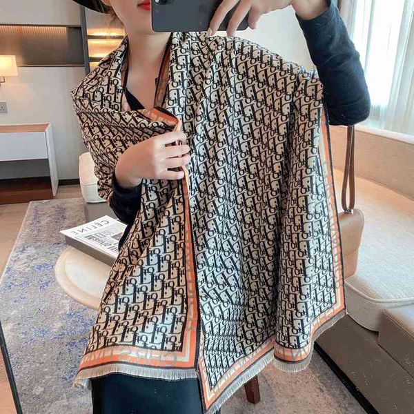 Scarf Neckerchief Scarves Air Conditioning Shawl Versatile 2021 Autumn Winter Imitation Cashmere Warm Geometric Jacquard Women&#039;s Decora