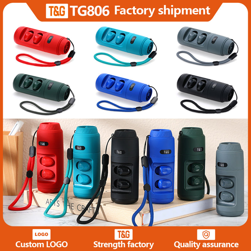 TG806 Mini BT Speaker Comes with headphones Hifi Stereo Protable Wireless Soundbox Subwoofers Loudspeaker Outdoor MP3 Music Players USB FM PK TG116