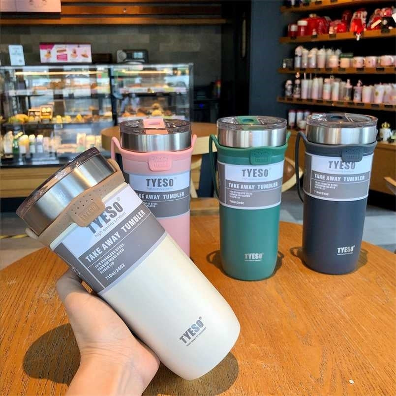 Double-Layer Water Bottle Vacuum Flask Ice Cup Stainless Steel Sports Portable Large-Capacity Mug Coffee Cups For Gifts 211109