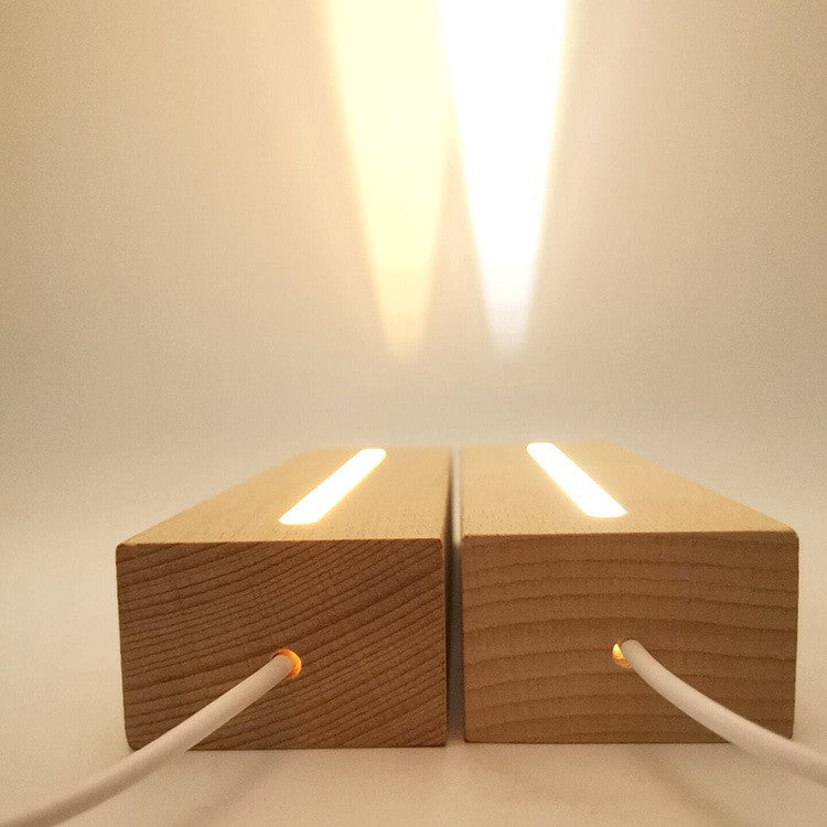 Rectangle Beech Wood Light Base USB Night Lamp With Button Switch LED Stand Display Warm White LED Holders For Acrylic