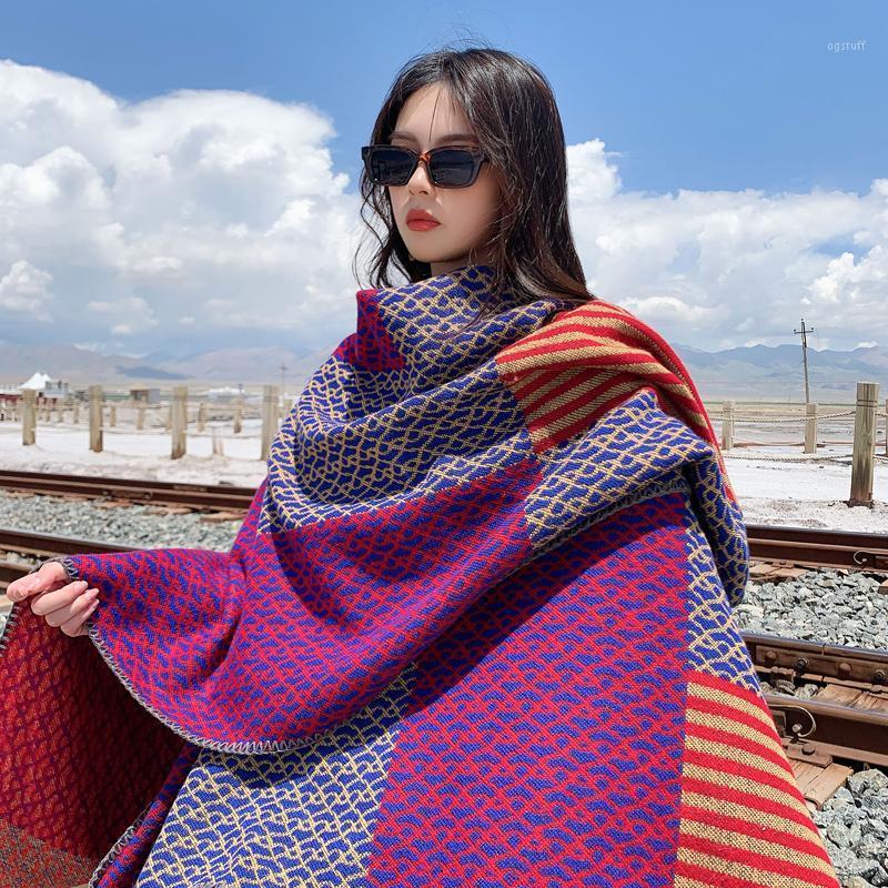 Scarves Fishing Mesh Split Scarf Women Autumn -Winter Product Retro Literary Forest Big Shawl Tibet Travel Wear Chinese Style Warmth