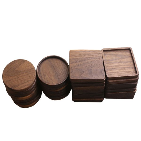 Wooden Coasters Black Walnut Cup Mat Bowl Pad Coffee Tea Cup Mats Dinner Plates Kitchen Home Bar Tools 8.8cm