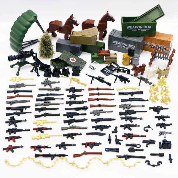 Building Blocks Military WW2 weapon Guns Army Arms city Police Swat Team German 98K Mini Figure Equipment Accessories Bricks Toy Y1130