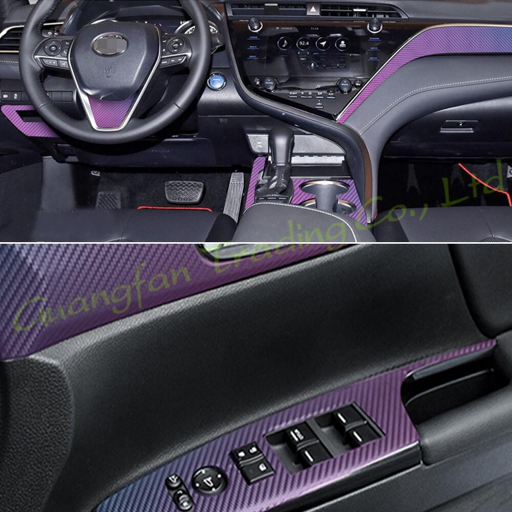 Interior Central Control Panel Door Handle 3D 5D Carbon Fiber Stickers Decals Car-styling Cover Parts Products Accessories For Toyota Camry 8th Gen