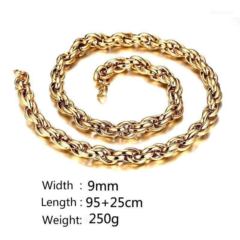 Chains FXM Stainless Steel Necklace L7 Sell Man 9mm Wide Stone Gold Color 95+25cm Big Chain Punk Grain Texture Shape1