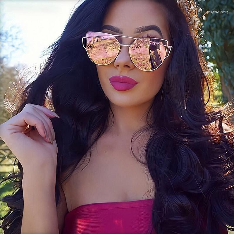 Sunglasses Classic Cat Eye Women 2021 Metal Big Cateye Sun Glasses For Ladies Vintage Mirror Shades Oculos UV400 Wholesale Bulk
