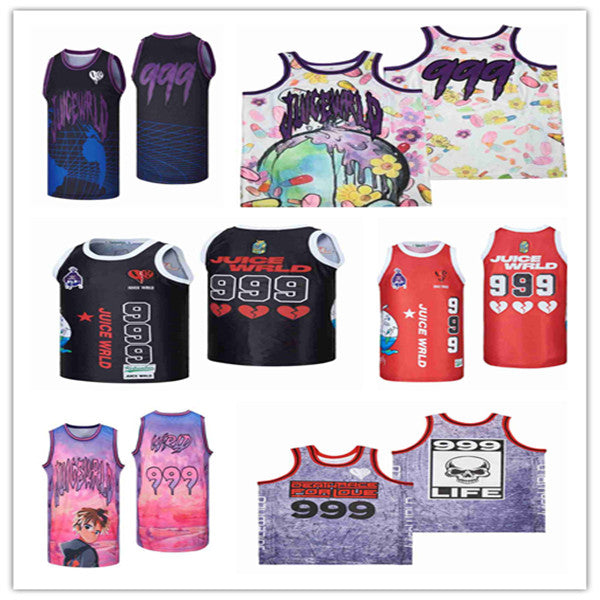 Man Basketball Movie TV SO FAR GONE JUICE WRLD 999 LYRICAL LEMONADE Jerseys Death Race For Love Cover Breathable Sports Shirts Black Red White Grey