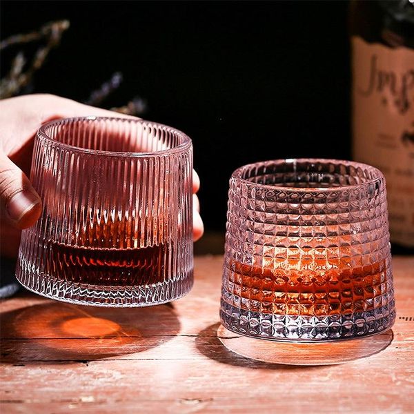 170ML Rotating Glass Wine Glass Creative Tumbler Whisky Glass Beer Cup Home Kitchen Rotatable Juice Mug RRB12643