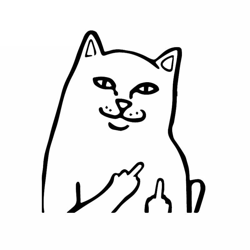 Funny Cat Cartoon Car Sticker Rude Middle Finger Cats Vinyl Decals For Auto Mercedes Motorcycle Windows Decoration Door Office Home Wall Accessories