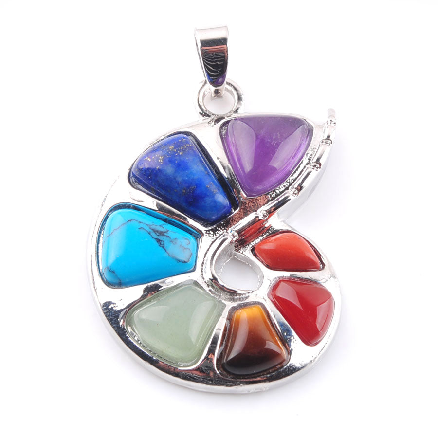 WOJIAER Spiral Shape Pendant Natural Stone 7 Chakra Pendants for Women Men Yoga Reiki Healing Bead Fashion Jewelry DN3671