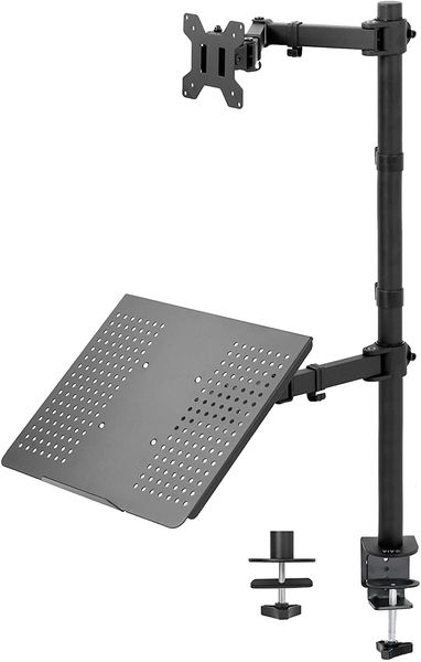 Laptop and 13 to 32 inch LCD Monitor Stand up Desk Mount, Extra Tall Adjustable Stand, Fits Laptops up to 17 inches (STAND-V012C)