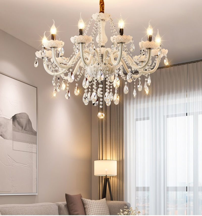 Living Room Chandelier Light Luxury European Crystal Chandelier Atmosphere Restaurant Candle Lights Simple Post Modern Bedroom Pendant Lamps