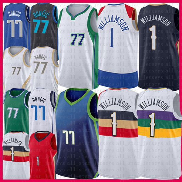 Luka Doncic Zion 1 Williamson Basketball Jersey 77 41 Dirk Nowitzki Mens Shirts 75th anniversary Jerseys