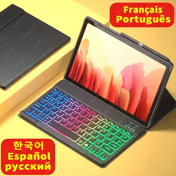 Rainbow Keyboard Funda For Samsung Galaxy Tab S6 Lite Case With Pencil Holder Backlight Keyboard Case For Samsung Tab A7 S7 Case