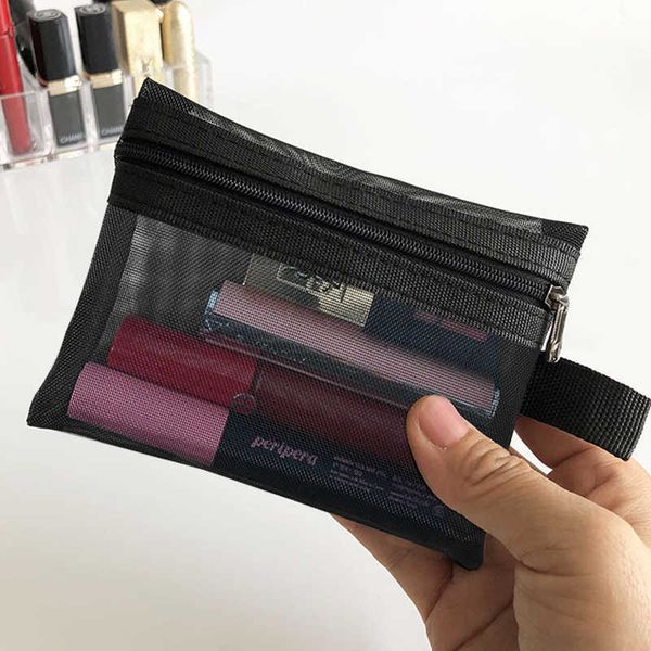 HBP New small lipstick air cushion portable mini make-up bag mesh simple girl heart