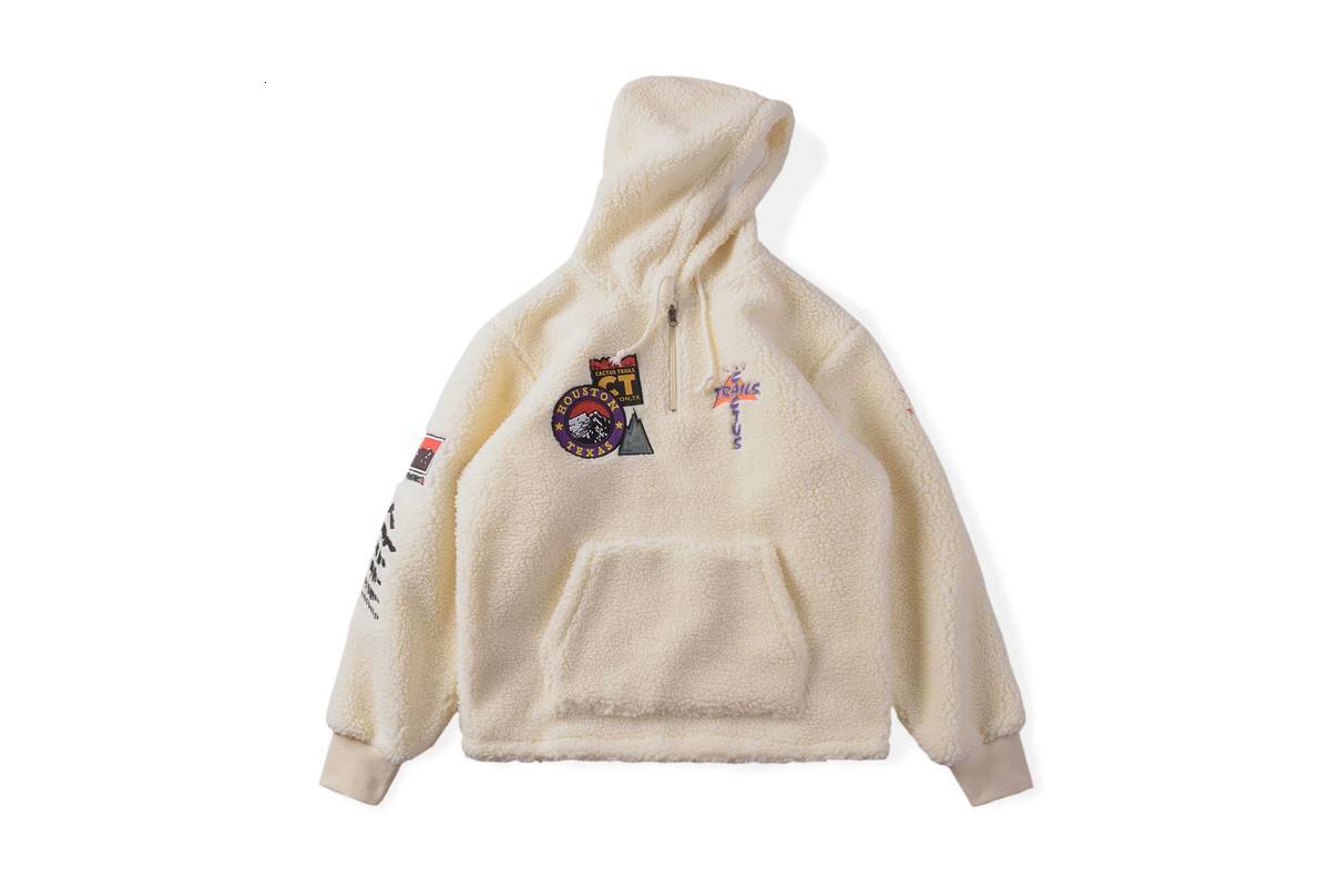 2021 New 21ss Travis Scott Hoodie Lamb Wool Cactus Trails Sweatshirts Men Women Zip Embroidery Hip Hop Astroworld Pullovers 03ir