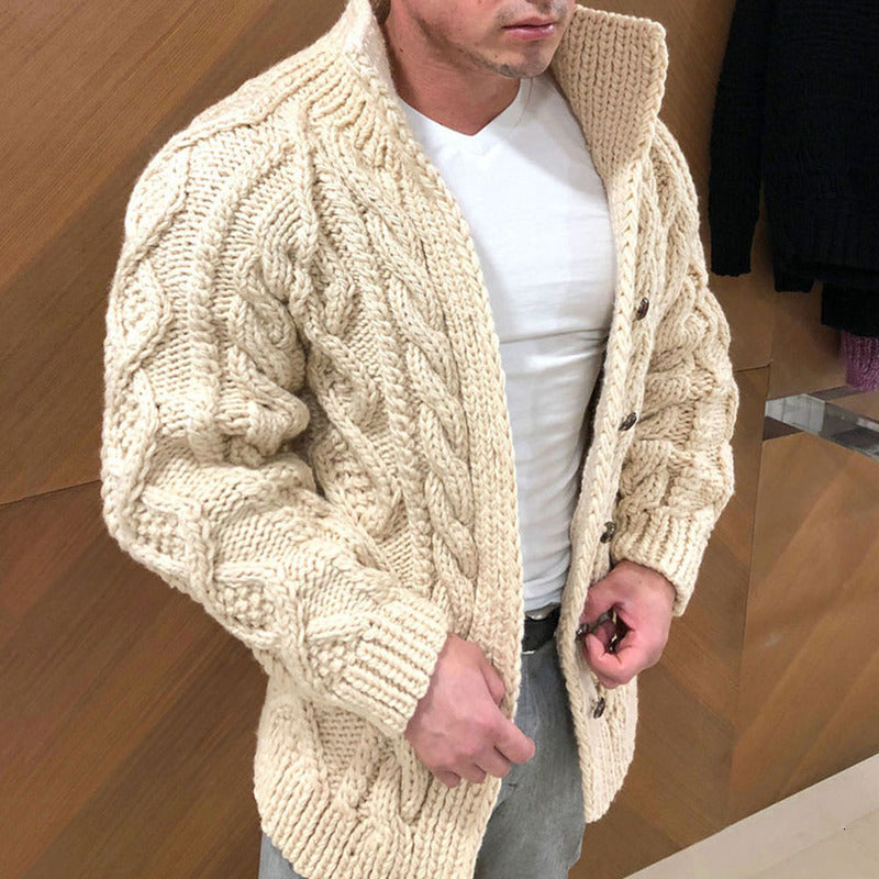 Men Cardigan Sweater Winter Autumn Fashion Black Single-Breasted Long Sleeve Warm Knitted Tops Jumpers Casual New Outerwear SOON