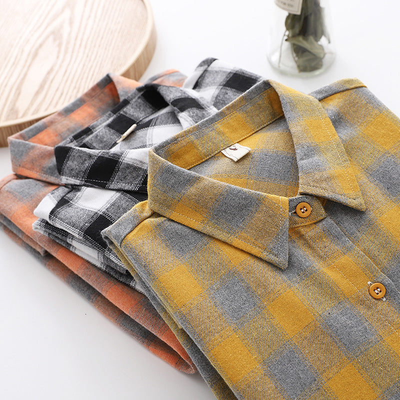 2021 Plaid Shirts Womens Blouses Lady Tops Long Sleeve Loose Checked Female Clothes Outwear New Arrivals Spring Autumn Lazy Style Vwxz