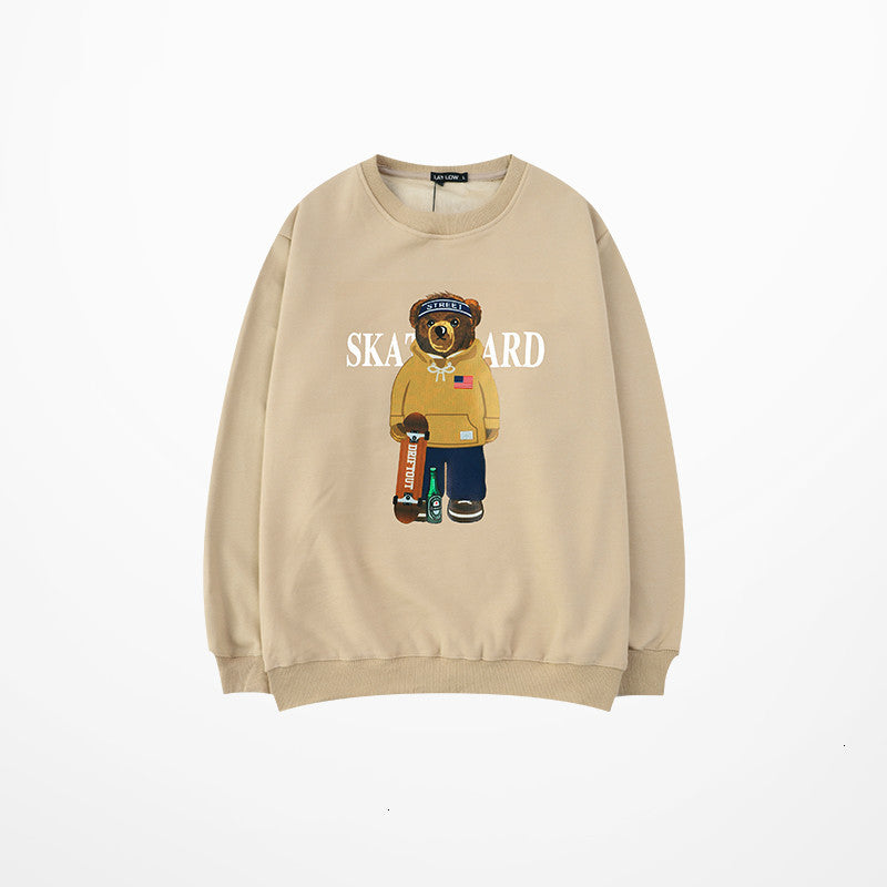 2021 Top quality Fashion 3d Cartoons Bear Prints Skate Harajuku Casual Hot Fleece Wear Black Khaki Hoodies of Men Sweaters MWNG