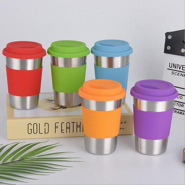 480ml 304 Stainless Steel Tumbler Single Wall Mug Wine Beer Coffee Water Glass Egg Shaped Cup Collapsible Portable Tumbler with Lid and Wrap