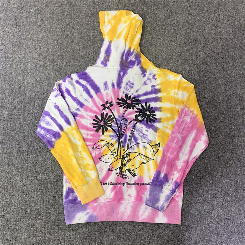 2021 New Online Ceramics Flowers Tie Dye Hoodie Men Women Hooded Loose Pullover Harajuku Streetwear 7qvu