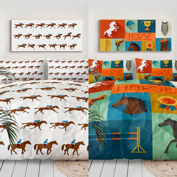 Beddingoutlet Animals Duvet Cover Set King Equestrian Bedspread England Tradition Horse Riding Bedding Set Sports Bed Clothes C0223
