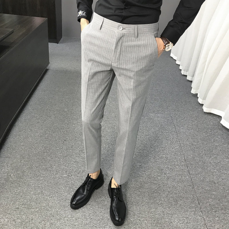 2021 New High Quality Spring Summer Formal for Fashionable Striped of Casual Men Thin Fit Office Pants 36-28 Uz7h
