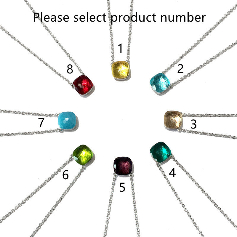 Gemstone style fashion jewelry candy crystal necklace single stone necklace copper plating women necklace wedding dress designer jewelry