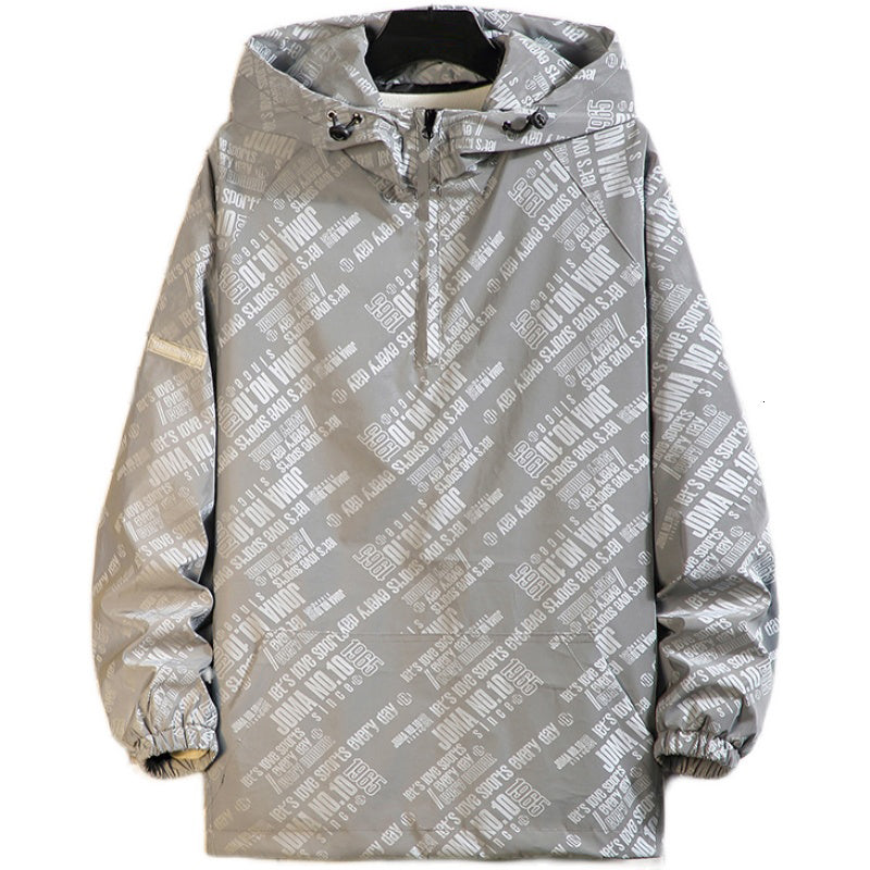 New Proof Dwaterproof Water with Hoodie Casual 2021 Autumn Outward Jacket Reflective Print Bomber Jackets Men&#039;s 9eym
