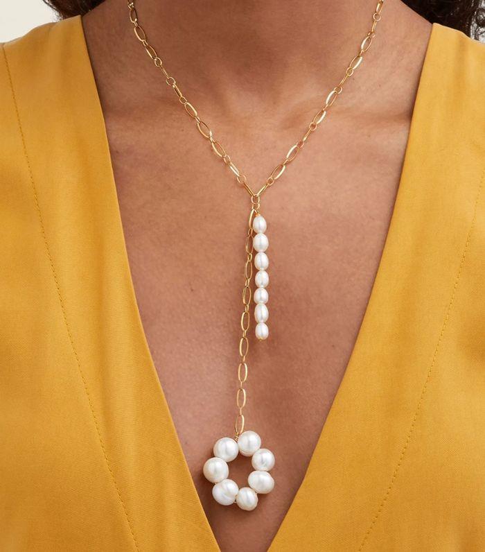 Pendant Necklaces 2021 Lariat Mismatched Trendy Jewellery Timeless Pearly Misto Natural Freshwater Pearl Chunky Links Chain Necklace Women