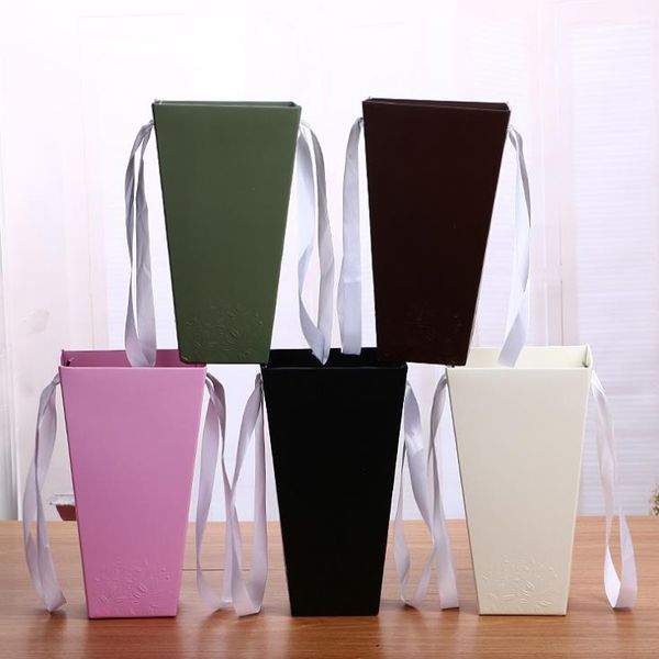 New gift packaging vases, portable bouquet boxes, flower shop Popcorn bucket flower box are easy to use SN2401