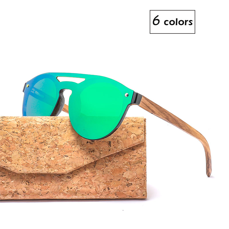 2021 New Rimless Sunglasses for Women and Men Polarized Sun Glass with Triangle Folded Wood Grain Case 1506 Wi77