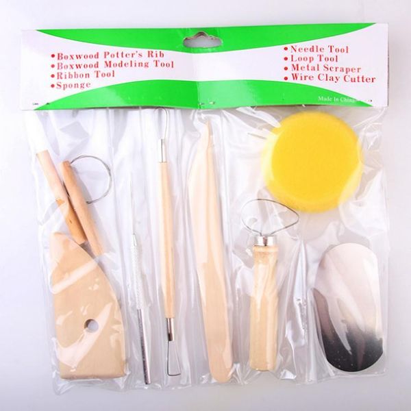 Dhl 100set Practical -set Wooden Handle Pottery Tools Stainless Steel Pottery Ceramics Clay Sculpture Modelling Kit Wholesale
