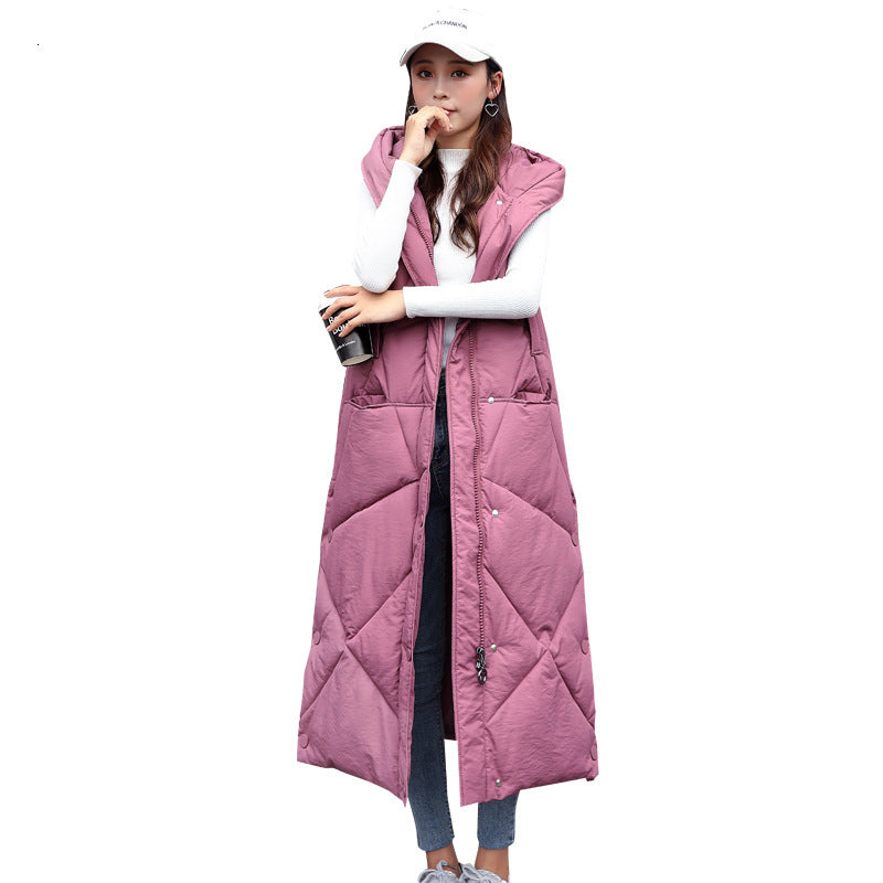 New 2021 Women Winter with Hoodie Women&#039;s Collar Chic Cotton Warm Long Tops Chaleco Vest Mujer Gilet Woman&#039;s Coat 4vz4